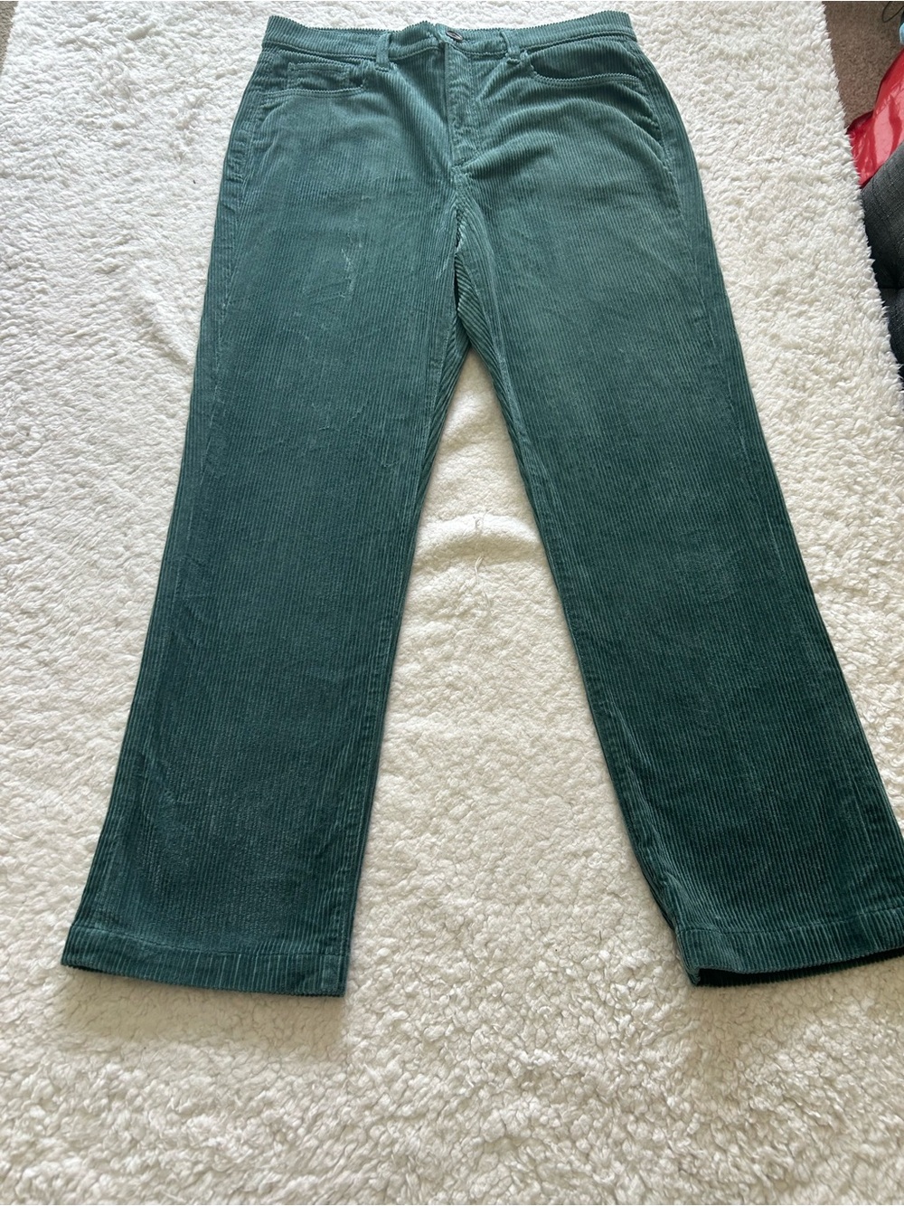 LOFT Teal Green Corduroy Straight-Leg Pants